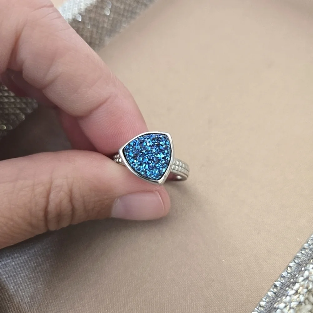 Sterling Silver Blue Druzy Ring